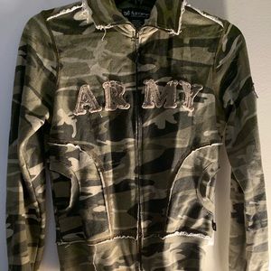 Short Army zip up thin jacket